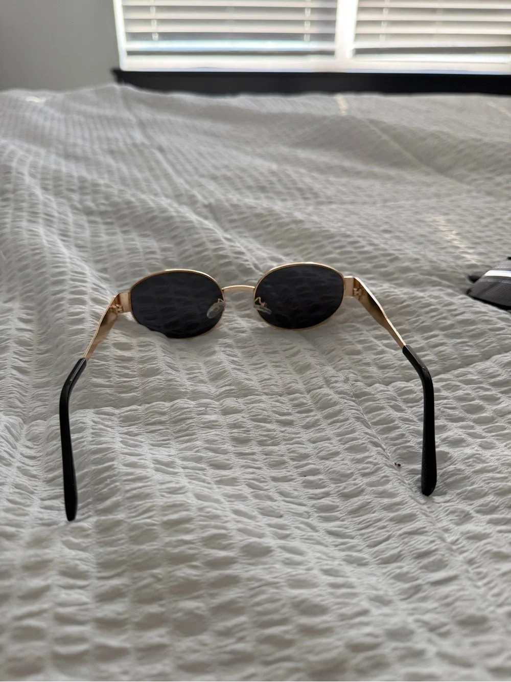 Gold Frame Black Lens Oval Sunglasses - Women Accessories